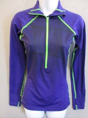 Nike Dri-FIT Mock Neck 1/2 Zip Pullover - Purple & Volt Green size L